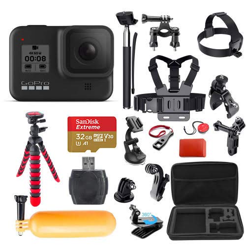GoPro Hero 8 (Black) Action Camera + 32GB Extreme MicroSD Card + 38