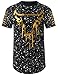 URBANCREWS Mens Hipster Hip Hop Bull Splatter Longline T-Shirt BLACKGOLD XLARGE