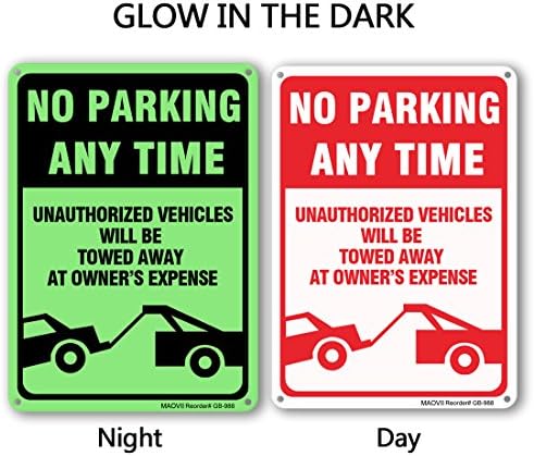 MAOVII No Parking Sign - Violators Will Be Towed Away At Vehicle Owners Expense Legend Sign, Aluminum, 14" X 10"