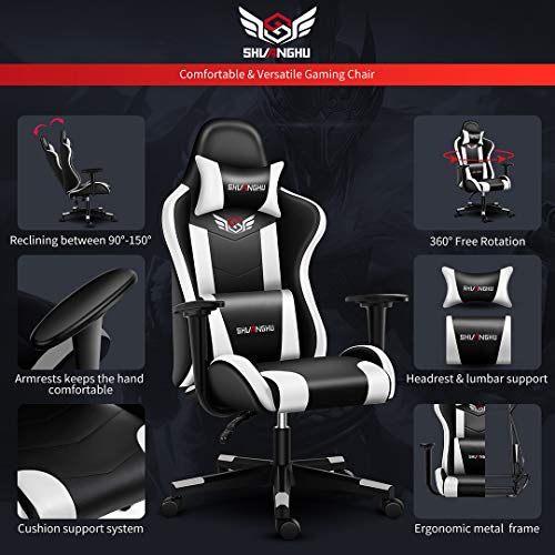 shuanghu Gaming Chair Office Chair Ergonomic PC Computer Chair Reclining Racing Chair with Headrest and Lumbar Support… - Image 2