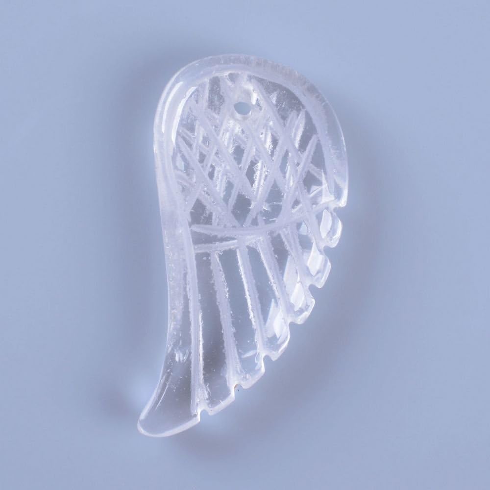 30mm Wholesale 5pcs hand carved white quartz crystal angel wing for pendant bead
