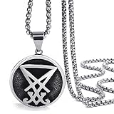elfasio men pendant necklace stainless steel sigil of lucifer seal of satan baphomet chain jewelry 20 inch