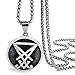 ELFASIO Men Pendant Necklace Stainless Steel Sigil of Lucifer Seal of Satan Baphomet Chain Jewelry 20 inch