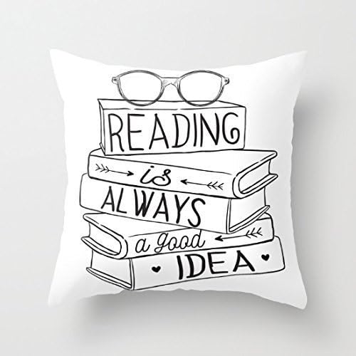 Jumkim Reading Is Always A Good Idea Throw Pillow Case Cushion Cover 18 x 18 inches