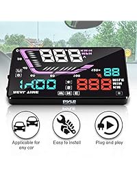 Pantalla HUD de Heads Up Display   Pantalla universal de parabrisas del automóvil de 5.5 '' con Proyector de pantalla multicolor Velocidad del vehículo, Brújula de navegación GPS, Plug and Play con Velocidad, Tiempo, Altitud, etc.   Pyle
