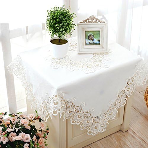 GXX European white embroidered tablecloth/Square round pierced lace table cloth-A 85x85cm(33x33inch)