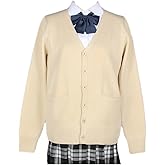 jinghuiyue Women's Cardigan School Uniform Sweater V Neck Button Down Knit Cardigans Coat with Pockets