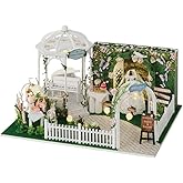 MAGQOO DIY Miniature Dollhouse Kit with Furniture 1:24 Scale Creative Room Mini Wooden Doll House Accessories DIY Miniature House Kit (Meet to The Love)
