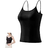SZMUHLNY Women's Camisole Tank Top with Built in Bra V Neck Undershirt Spaghetti Strap Padded Cami Tanks