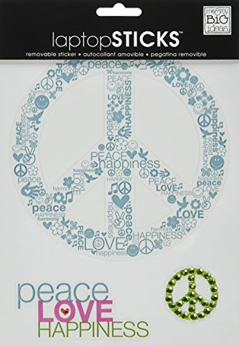 me & my BIG ideas Removable Laptop Sticker, Peace Love, Blue