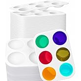 100 Pcs White Plastic Paint Palette Tray, 6 Well Rectangular Watercolor Mixing Palette Bulk, Paint Holder Tray Acrylic Painting Palettes, Paint Trays for Kids Adult Student Artist DIY Craft Art Class