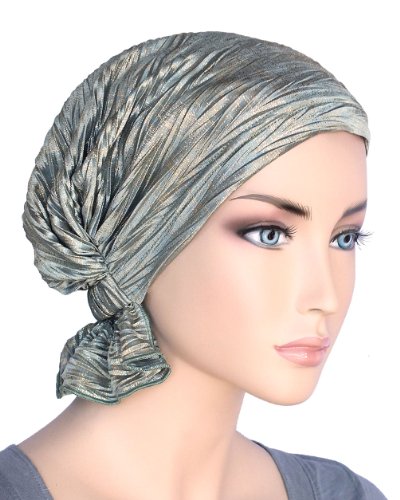 Abbey Cap Womens Chemo Hat Beanie Scarf Turban Headwear for Cancer Blended Knit Blue Green Gold