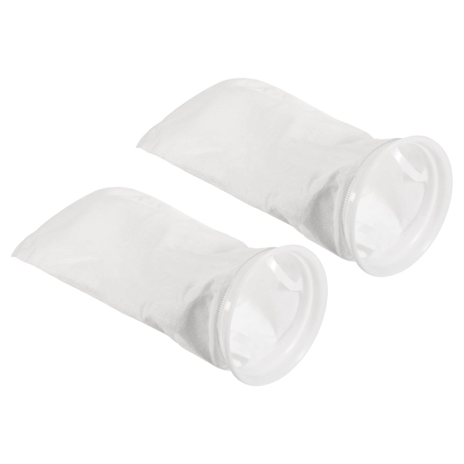 PATIKIL 7 Inch Ring Filter Socks 150 Micron, 2 Pack Mesh Bags Pool Skimmer Basket, White