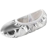 missfiona PU Leather Ballet Shoes Women Belly Slippers Dance Shoes Adult Split-Sole Gymnastics Flat