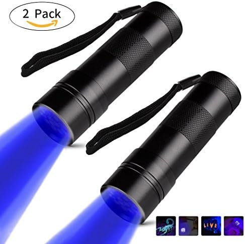 KORADA 2 Pcs UV Flashlight 12Led Ultraviolet Blacklight Pet Dog Stain Urine Detector Light Torch Ultra Violet Flashlight, Find Stains on Carpet, Rugs or Furniture Material, Catch Scorpion