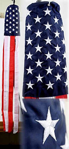 ram Ramson Imports of America 60" Embroidered U.S. USA American Flag 100% Polyester Wind Sock W/Grommets