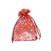 VIVOHOME Snowflakes Christmas Drawstring Organza Gift Bags Red 3.5 x 4.8 Inch Pack of 100