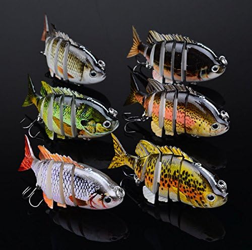 Proberos Fishing Lure 6 Sections Swimbait Bait Tackle 0.5oz-14g/8cm Fishing Lure Kits Fishing Hooks (10)