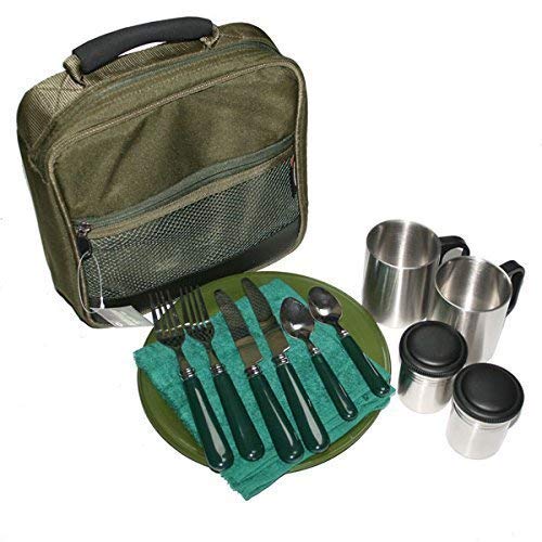 NGT Deluxe Cutlery Set Camping Fishing Picnic 2x Plates Knifes Forks & Mugs