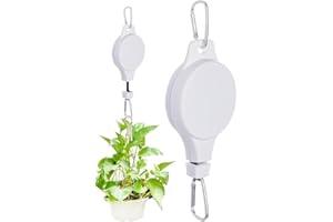 Retractable Plant Pulley Hanging Basket Hook Adjustable Rope Clip Hanger with Ceiling Hooks for Indoor and Outdoor Garden Use