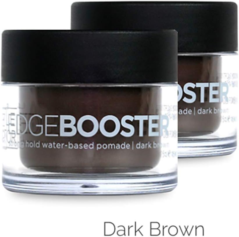Style Factor EDGE BOOSTER Strong Hold Water-based Mini Pomade 0.85 OZ [2 PACK] (DARK BROWN)