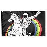 Colby Keats Unicorn Astronaut Garden Lawn Flags Indoor Outdoor Decoration Home Banner Polyester Sports Fan Flags 3 X 5 Foot