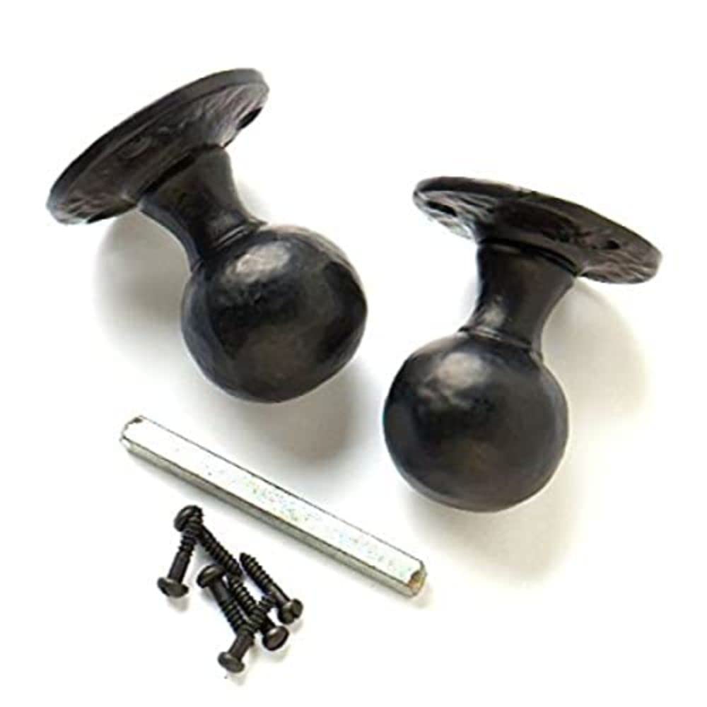 Merriway BH05675 Round Antique Door Knob Latch Set, 60 mm (2.3/8 Inch), Black