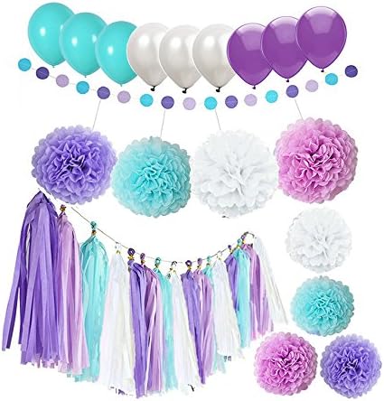 Ucity 38pcs Mermaid Under The Sea Party Decorations Purple