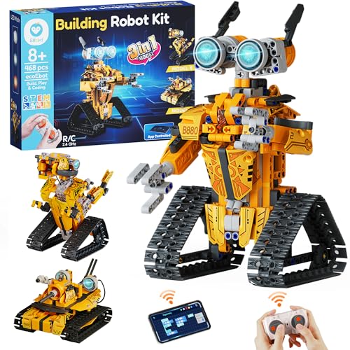 Sillbird Remote Control Robot Building Kit, Gifts for Kids 8-12, Robotic Coding Toys Set for Kids and Teens - 3 in 1 Buildable Model with 468 Pieces