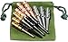 Premium Metal Cribbage Pegs, Set of 12, in Four, 1 5/16” Tall; Tapered to Fit 1/8 Holes, with Green Velveteen Drawstring Storage Pouch