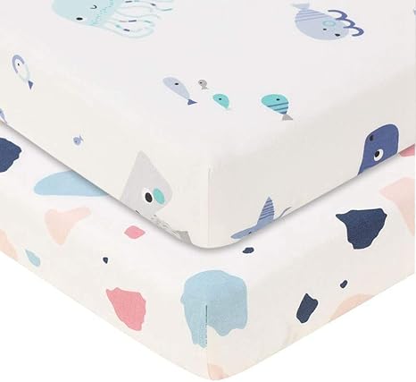 Amazon Co Jp Aolvo 100 コットン フィットベビーベッドシート ソフト 通気性 低刺激性 プリント 幼児 保育園 寝具シーツ ミニベビーベッドベッド マットレス トッパー カバー 標準ベビーベッド用 B07tblv6hh ホーム キッチン