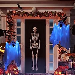CCINEE 4Pack Halloween Hanging Ghosts with Blue