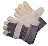 G & F 50155-60 Regular Cowhide Leather Work Gloves with Rubberized Safety Cuff, Gloves for Driving and Construciton, Large, Case Of 60 Pairs