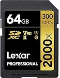 Lexar Professional 2000x 64GB SDXC UHS-II/U3 (Up to 300MB/s Read) w/USB 3.0 Reader -  LSD64GCRBNA2000R
