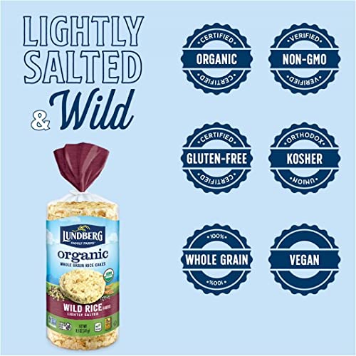 Lundberg Organic Brown Rice Cakes, Wild Rice, Lightly Salted, GlutenFree, Vegan, Healthy Snacks