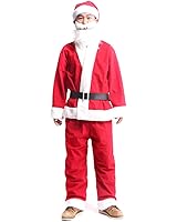 Jelinda クリスマス　メンズ　サンタクロース　コスチューム コスプレ仮装　【トップス、ズボン、ベルト、手袋、帽子、髭、プレゼント袋】七点セット　卒業式　仮装