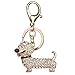 Doober Bling Dog Dachshund Keychain Handbag Purse Pendant Car Holder Key Ring Jewelry (White)