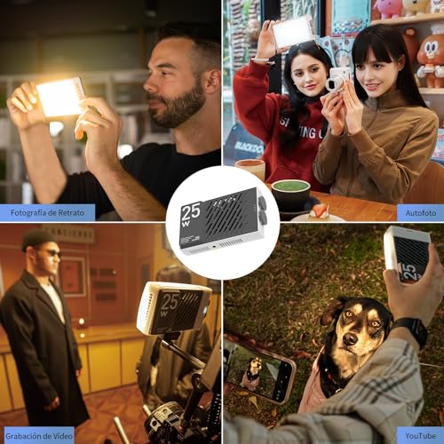 LED Video Light, ZHIYUN CINEPEER CM25 25W LED Camera Light with 2000mAh Battery, Dimmable 2700-6200K with Silicone Diffuser, TLCI 97+ CRI 96+ for Vlogging, TikTok, Photography Portrait