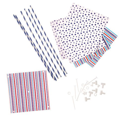 PENGUIN ART SUPPLIES July 4th Patriotic Pinwheels Kit - Independence Day Flag - Makes 18 Pin wheels Craft Kit