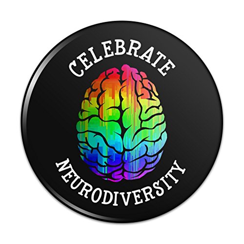 Celebrate Neurodiversity Brain Autism Rainbow Spectrum Pinback Button Pin Badge - 3