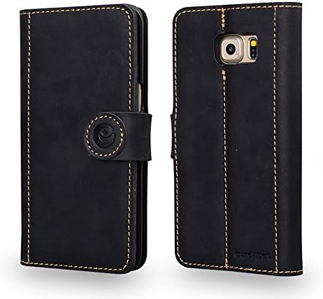 S6 Edge Plus Case, Grand Albert Galaxy S6 Edge Plus Wallet Case S6 Edge+ Case [Retro Brown] - Premium Retro Recovery Genuine Leather Wallet Cover with [Card Slots] and [Strap] for Galaxy S6 Edge+