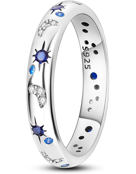 Rockyu Women's Adjustable 925 Sterling Silver Ring – Square Zirconia Wide Band, Hypoallergenic, One Size Fits Most