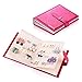 Csinos Jewelry Organizer, Portable Earring Holder Pu Leather Travel Jewelry Organizer Case with Foldable Book Design for Girls Women(Fuchsia)