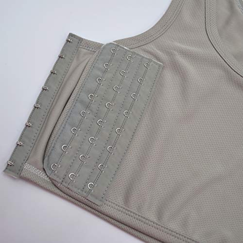 BaronHong Mesh Chest Binder Short Corset Sport Bra for Tomboy Lesbian(Gray,XXXL)
