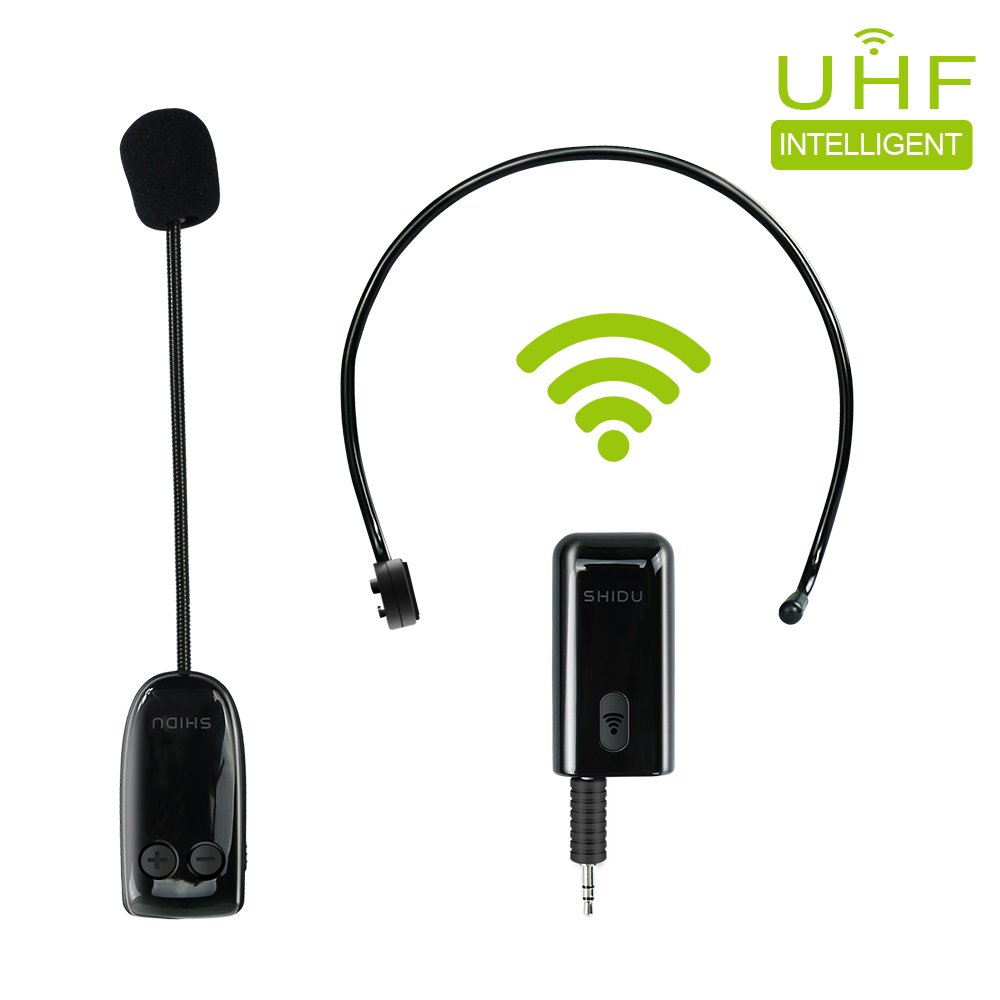 Zoweetek SHIDU UHF Wireless Microphone 2-in-1 Headworn and Handheld for Voice Amplifier, Speaker and Any AUX Audio Devices (AUS-ZW-SDMIC01)