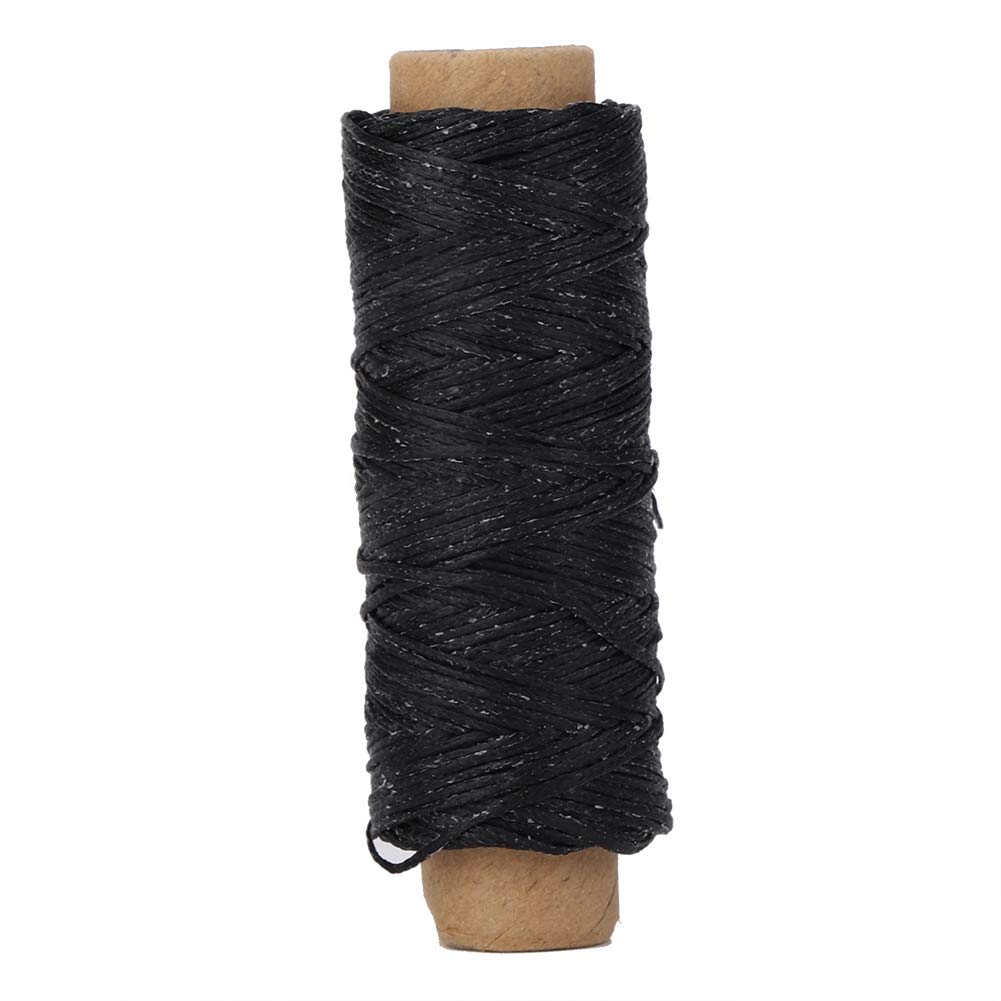 TOPINCN Flat Waxed Sewing Thread, 150D/16 50M Leather Craft Shoes Repair Hand Stitching String for Hand and Machine Sewing DIY Craft(Black)