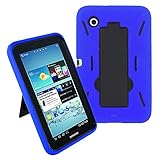 Galaxy Tab 2 7 Case KIQ (TM) Heavy Duty Hybrid Silicone Skin Hard Plastic Case Cover Kick Stand for Samsung Galaxy Tab 2 7.0 P3100  - Black / Blue