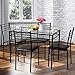 Tangkula Dining Table Set 5 Pieces Home Kitchen Dining Room Tempered Glass Top Table and Chairs Breaksfast Furniture Dinning Table with Chairs, Black