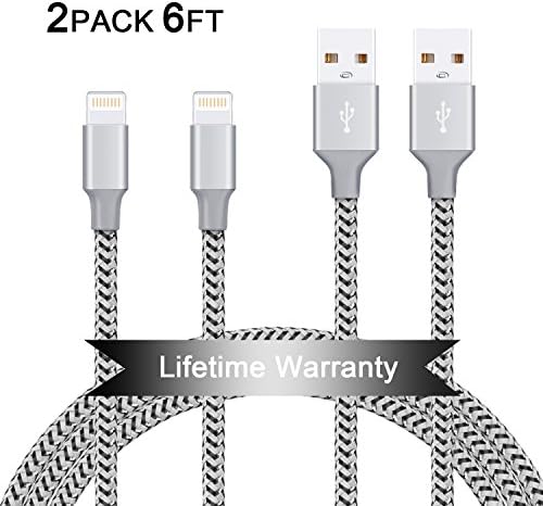 Nikolable iPhone Cable Reflective Yarn Braided Lighting Cord Charging Cable for iPhone 7 iPhone 6s 6s Plus iPhone 6 6 Plus iPhone 5 5s 5c iPad Pro iPad Air iPad mini etc.(Black & Silvery) …