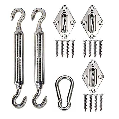 Kuality Sun Shade Sail Hardware Kit, Heavy Duty Stainless Steel for Triangle Shade Sails Installation